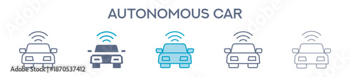 Autonomous Car Element For Design Graphic - Multi Styles. Vector Illustration Of Two Colored And Black. Multiple Icons Designs Can Be Used For Mobile, Ui, Web 
