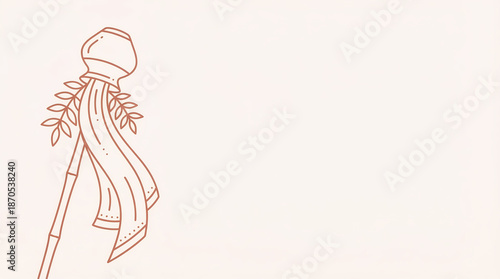 Traditional Gudi illustration for Gudi Padwa festival with copy space