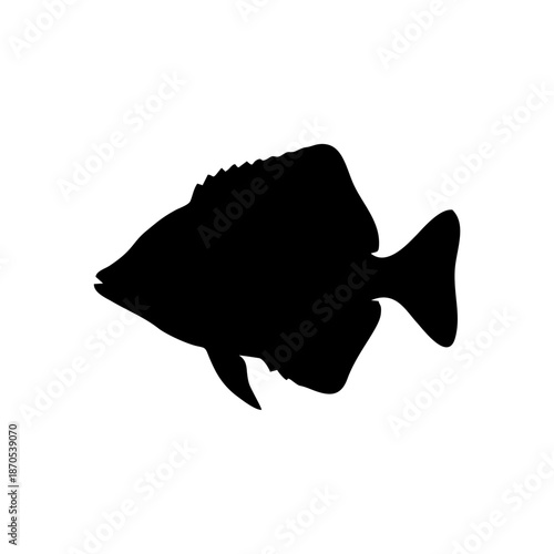 icon fish silhouette mono color black on transparent background vector design illustration