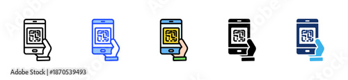 Qr Payment Icon Collection With Multiple Styles