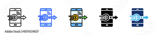 Mobile Payment Setup Icon Collection With Multiple Styles