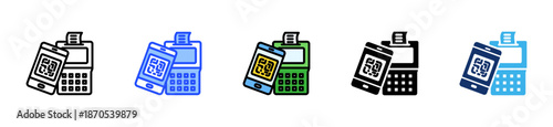 Mobile Pay Terminal Icon Collection With Multiple Styles
