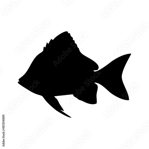 icon fish silhouette mono color black on transparent background vector design illustration