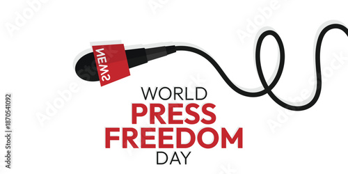 World press freedom day. Background microphone news and press