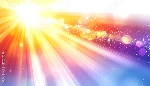 Radiant light beams create a vibrant and colorful abstract background.