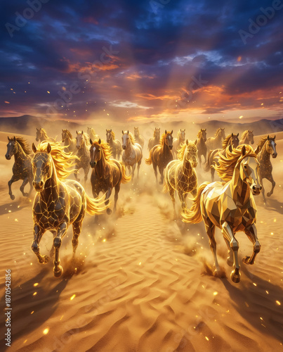 horses in the desert