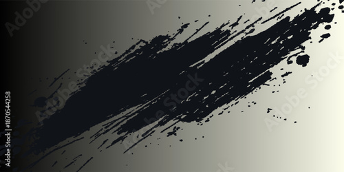 Hand-painted grunge texture with bold black brush strokes and splatters transitioning onto a cream background. Raw, artistic design element for expressive urban or abstract themes. eps 10