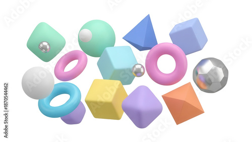 Free Download Set of abstract geometric 3d rendering shapes, trendy playful isolated design elements - GFXLoad