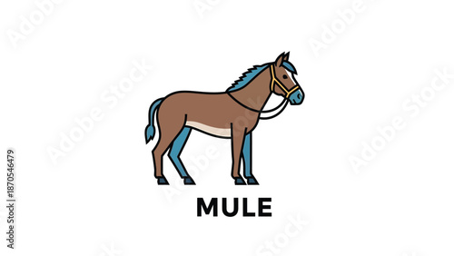 A detailed illustration of a mule standing proudly, showcasing its features and characteristics.