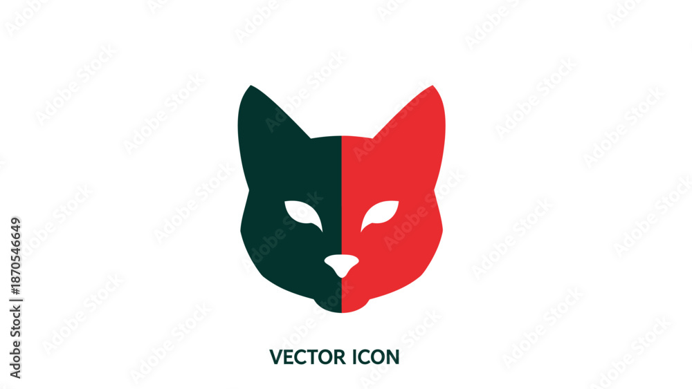 Obraz premium Cat face icon with two colors, perfect for logo design and branding.