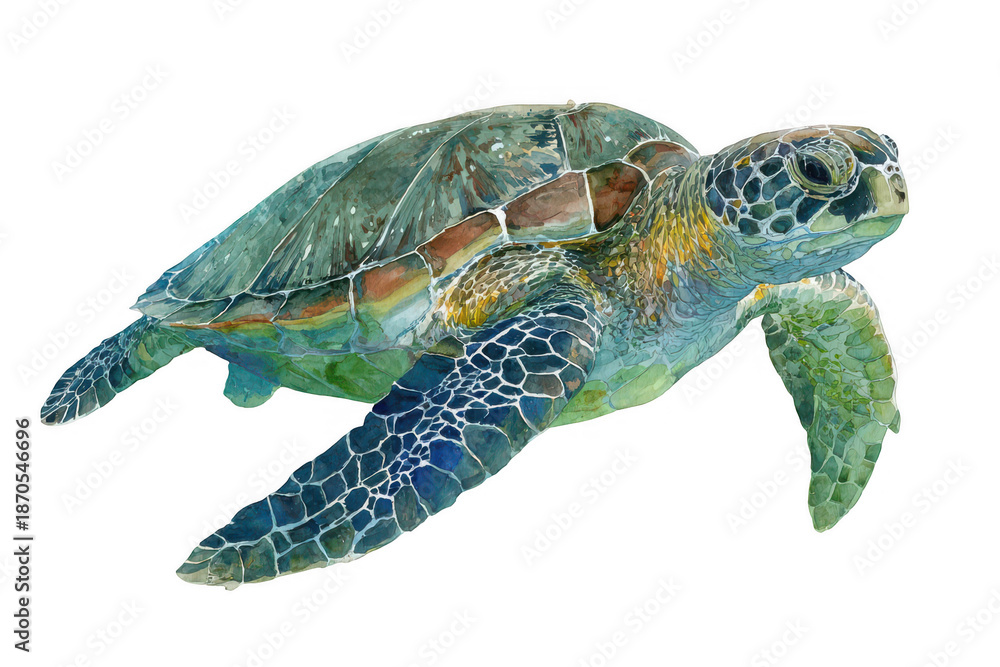 Fototapeta premium A turtle is swimming in the water