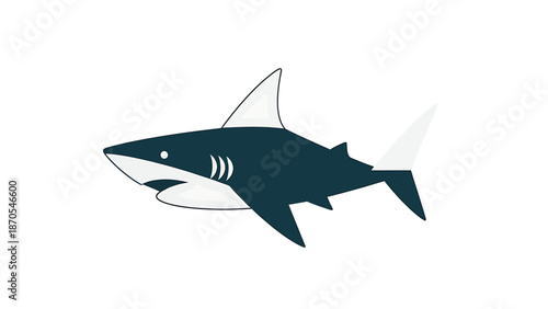 A sleek and stylized illustration of a powerful shark swimming gracefully in the ocean depths.