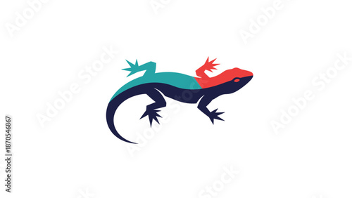Colorful lizard logo design with vibrant hues and creative illustration.
