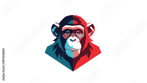 Chimpanzee Portrait - A Vibrant and Colorful Artistic Illustration.