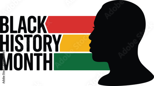 Black History Month Human Profile Silhouette with Pan African Colors illustration vector on white background
