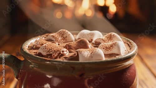Cozy Hot Chocolate by the Fireplace - A Winter Treat.