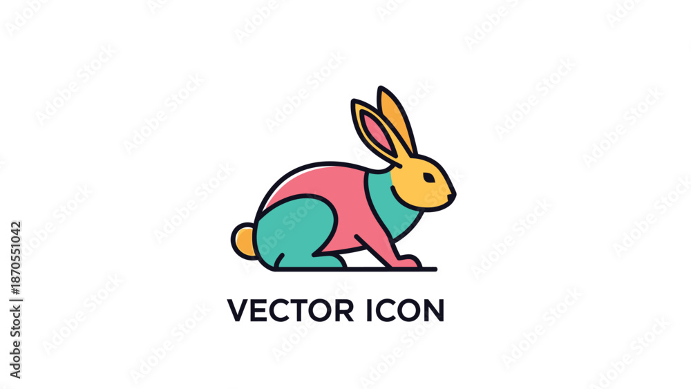 Fototapeta premium Colorful rabbit vector icon design, perfect for various creative projects and branding.