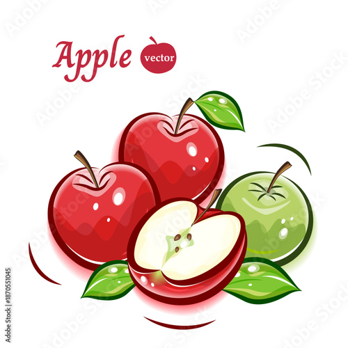ポップなりんごのイラスト素材｜ベクター形式の可愛い果物アート