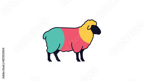 Colorful sheep illustration showcasing vibrant design and artistic representation, simple and clean.