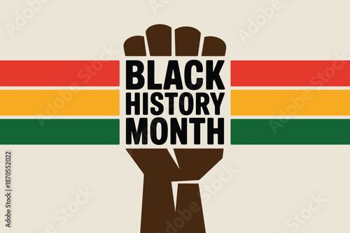 Black History Month Power Fist Symbol with Pan African Flag Colors Vector