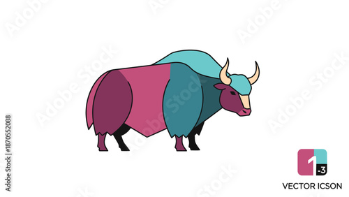 Colorful yak illustration with detailed design and vibrant artistic style.