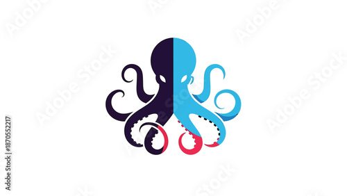 Creative octopus logo design with blue and black color scheme for branding.