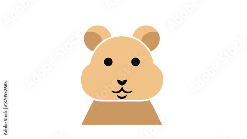 Cute cartoon hamster with big cheeks and adorable ears looking forward.