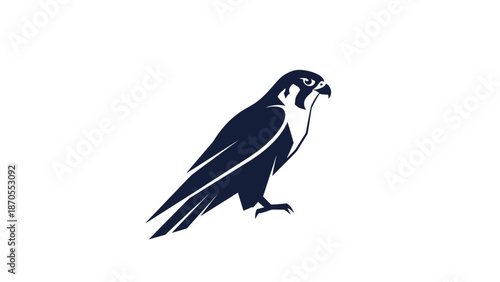 Elegant falcon silhouette perched, showcasing sharp details and focused gaze.