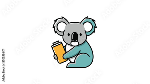 Cute cartoon koala holding a yellow notepad, ready to take notes.