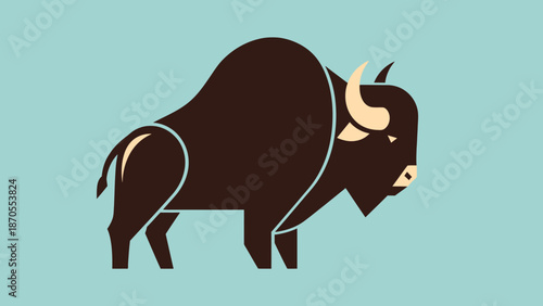 Majestic bison illustration showcasing strength and wilderness in a simple design.