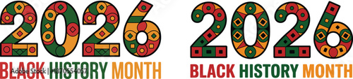 2026 Black History Month Celebration Typography with Pan African Colors vector
