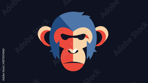 Geometric monkey face with sunglasses, a modern and stylish illustration.