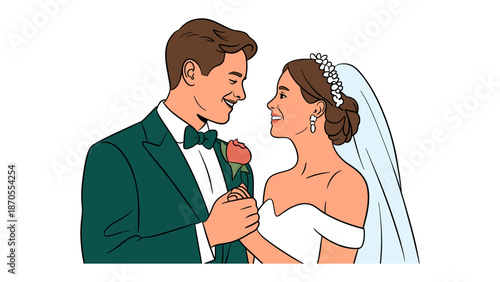 Eternal Vows: A tender moment captured between a bride and groom on their wedding day, symbolizing the start of their journey together filled with love and hope.