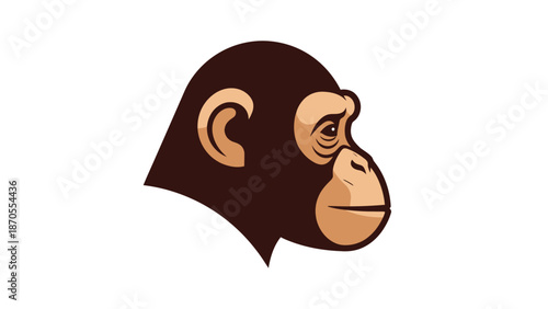 Detailed illustration of a chimpanzees head, showcasing its expressive features and fur.