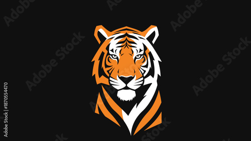 Majestic tiger portrait showcasing vibrant orange and black stripes, intense gaze.