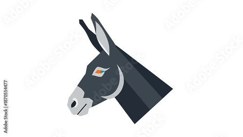 Geometric donkey head illustration with a minimalist design and a modern aesthetic.