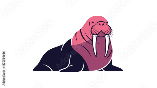 Majestic walrus illustration showcasing impressive tusks and a unique design, perfect for wildlife enthusiasts.