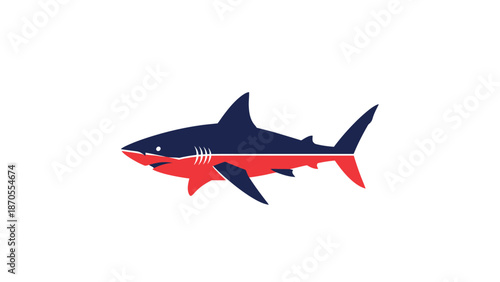 Striking illustration of a powerful shark with vibrant colors and sharp details.