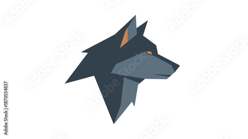 Geometric wolf head illustration, low poly style, perfect for design projects and branding.