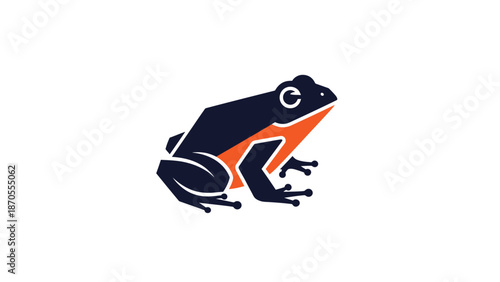 Geometric frog illustration with vibrant colors and modern design for creative projects.