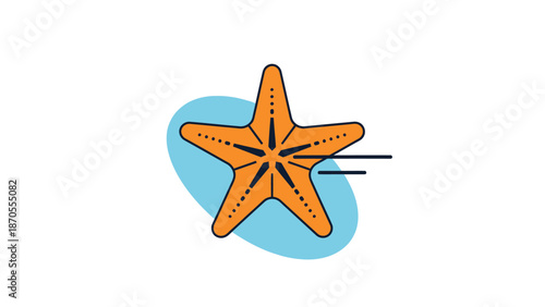 Orange starfish illustration on a white background, perfect for marine life projects.