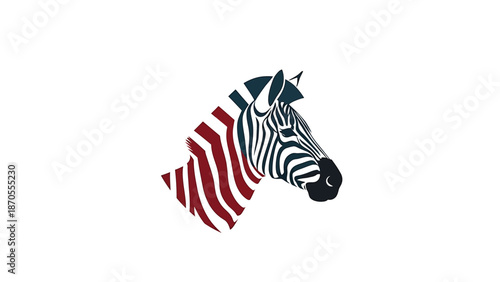 Striking zebra head portrait showcasing unique patterns and captivating details against a clean backdrop.