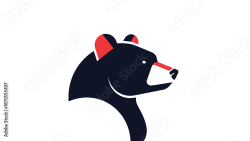 Stylized bear head logo design with red accents and a minimalist aesthetic.