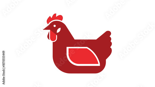 Red chicken illustration, perfect for poultry farms and food packaging designs.