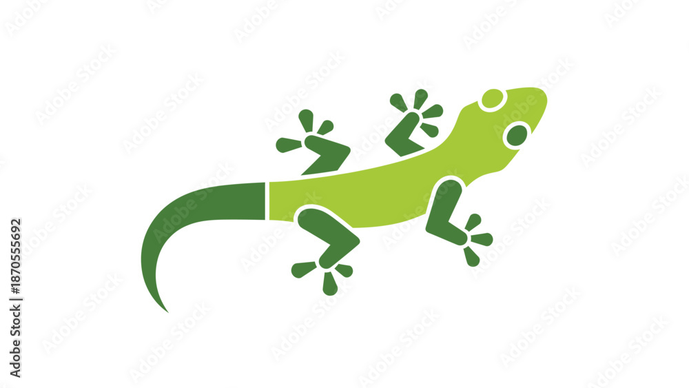 Naklejka premium Green lizard illustration on white background, perfect for design and branding.