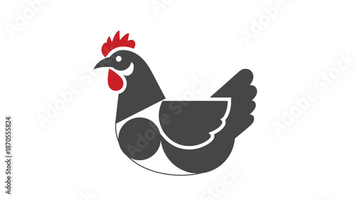 Stylized chicken illustration with a red comb and wattle, perfect for design.