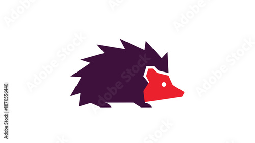 Stylized hedgehog illustration with sharp spikes and a vibrant red face, perfect for logos.