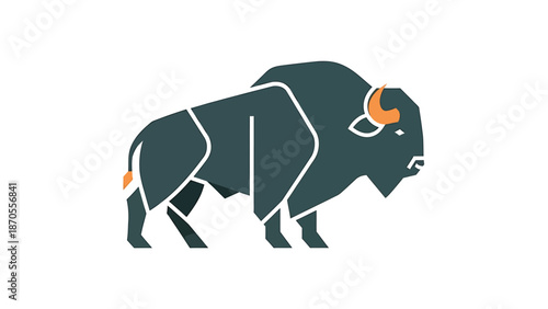 Stylized illustration of a bison, showcasing its powerful form and iconic presence in nature.