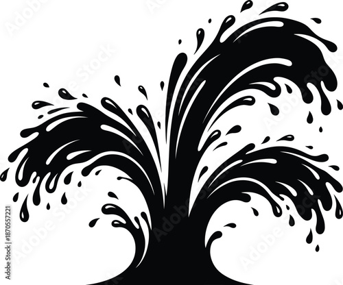 Abstract black ink splash on a white background