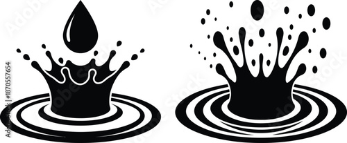 Water splash and droplet in motion